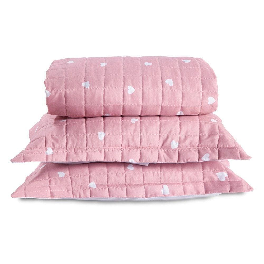 Cobre Leito King Essencialle Estampado 150 Fios 3 Peças - Corações