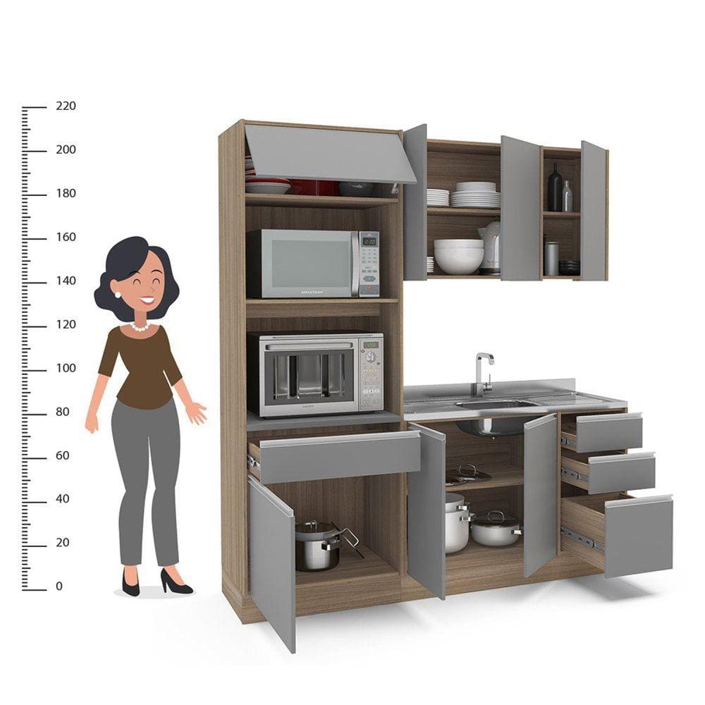 Cozinha Completa 7 Módulos 13 Portas 3 Gavetas | Casas Bahia