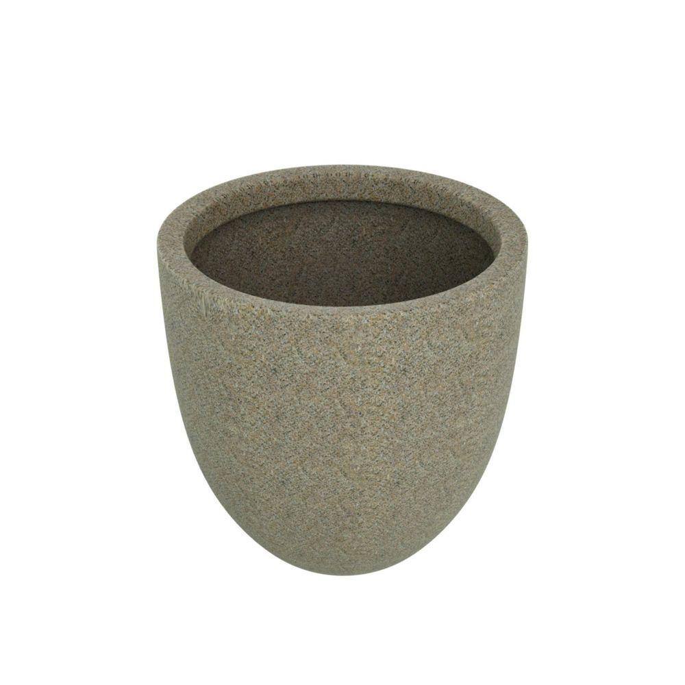 Vaso de Planta Cônico 40x45cm Polietileno sem Prato Fibrarte Lux Telhas Bege Escuro Stone