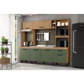 Cozinha Compacta Zoe 6 Portas e 1 Gaveta Freijó/Jade