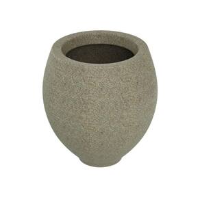 Vaso de Planta Oval 50x41cm Polietileno sem Prato Fibrarte Lux Telhas Bege Escuro Stone
