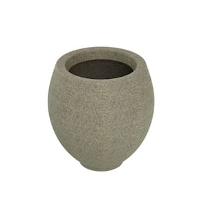 Vaso de Planta Oval 42x39cm Polietileno sem Prato Fibrarte Lux Telhas Bege Escuro Stone