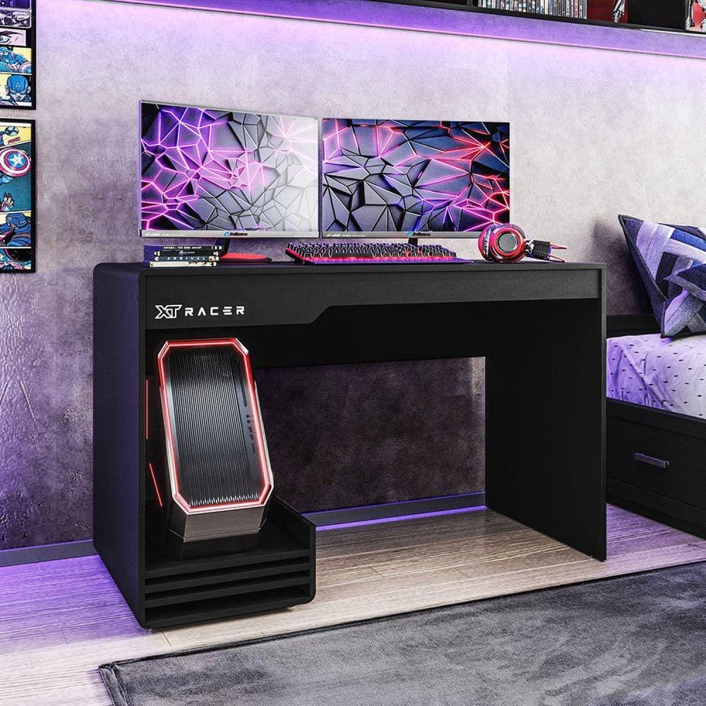 Mesa Gamer e Escritório XT Racer Line Politorno Preto/Branco