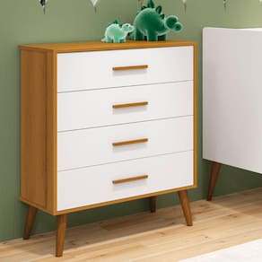 Cômoda 4 Gavetas Isis Móveis Reller Branco/Savana