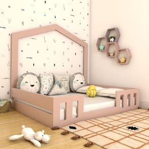 Cama Casal com Casinha Montessoriana Play Rosa