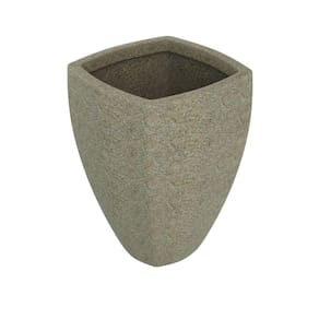 Vaso de Planta Trapezoidal 50x50cm Polietileno sem Prato Fibrarte Lux Bege Escuro Stone