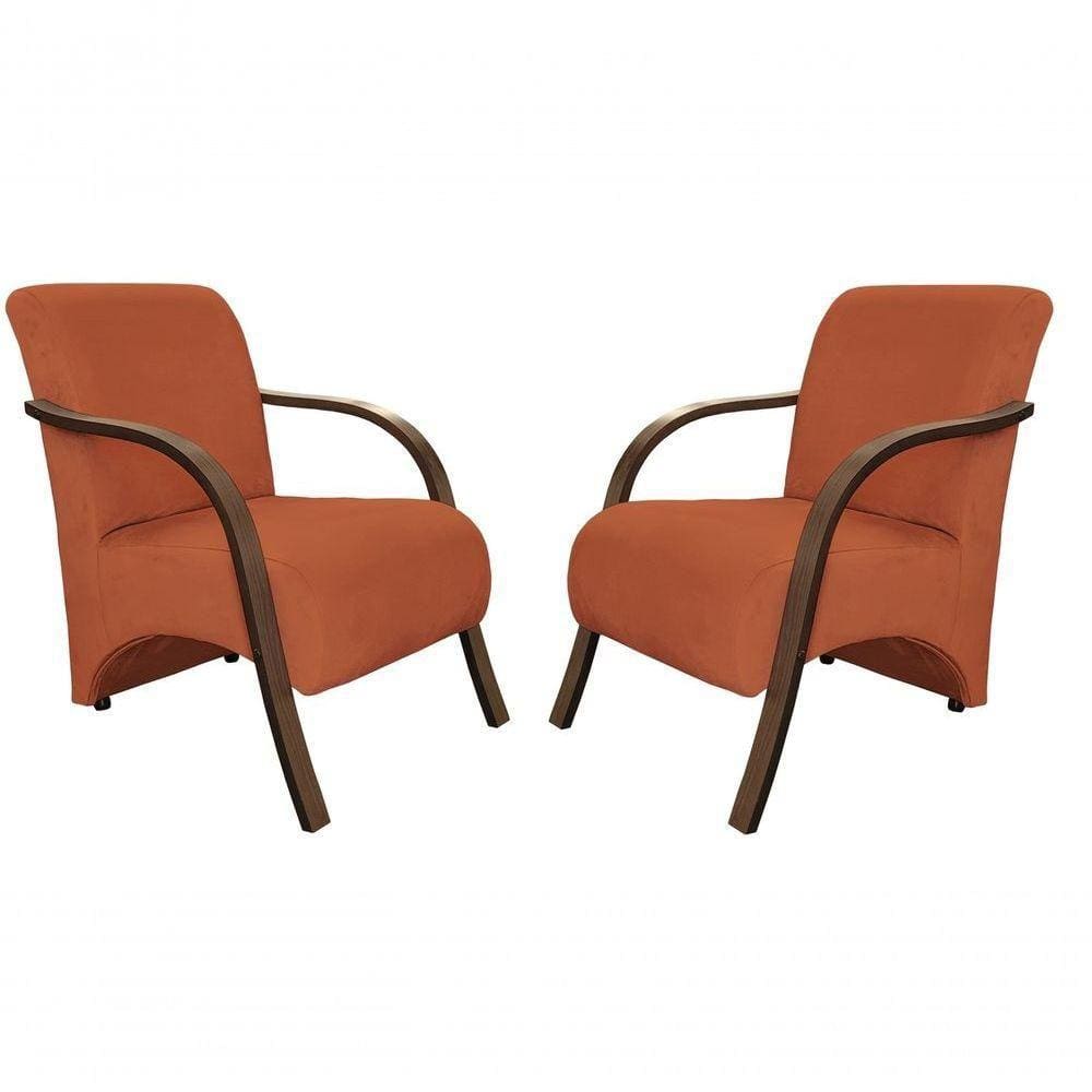 Kit 2 Poltronas Stilo Braços 0126 Ferrugem