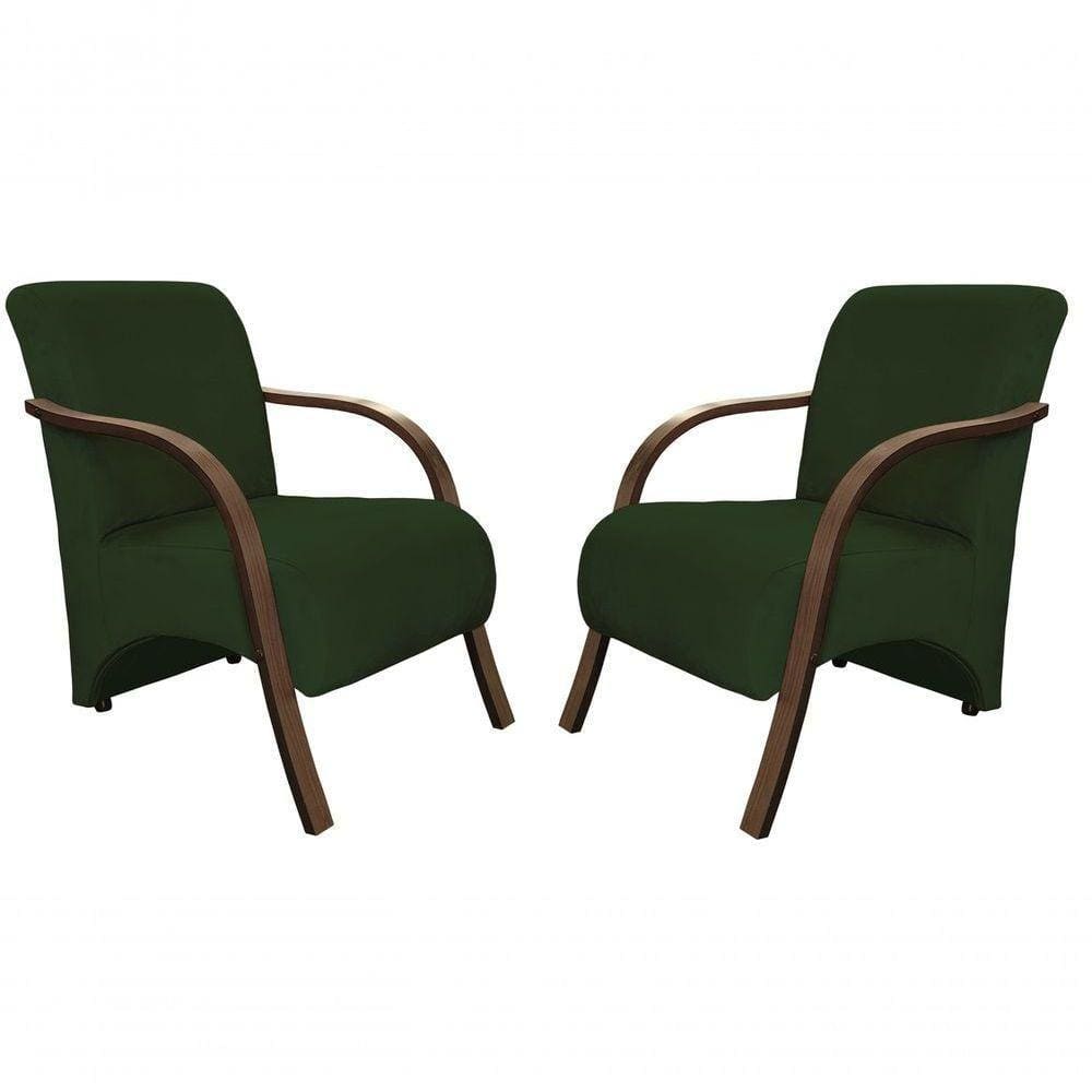 Kit 2 Poltronas Stilo Braços 0130 Verde Musgo