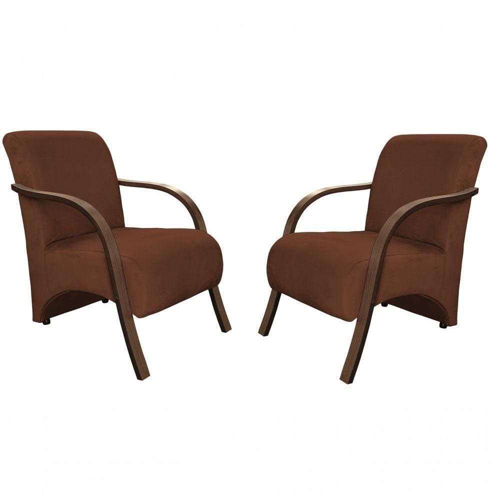 Kit 2 Poltronas Decorativa Stilo Braços Dora Bela 0120
