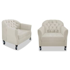 Kit 02 Poltrona Julia A02 Suede - Adj Decor Cor Bege