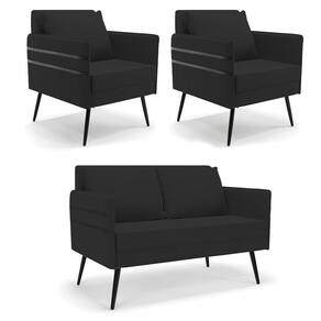Kit 01 Namoradeira 02 Lugares E 02 Poltronas Preto De Ferro