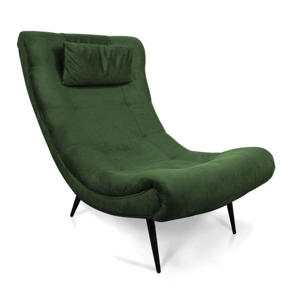 Poltrona Sher Suede Verde Pés Palito De Ferro - D`Rossi
