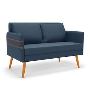 Namoradeira 02 Lugares Mari Suede Azul Marinho Castanho