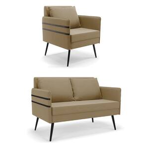 Kit 01 Namoradeira E 01 Poltrona Suede Marrom Rato