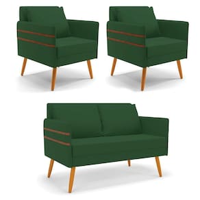 Kit 01 Namoradeira 02 Lugares E 02 Poltronas Castanho Verde