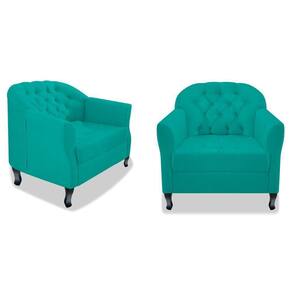 Kit 02 Poltrona Julia A02 Suede - Adj Decor Azul Turquesa