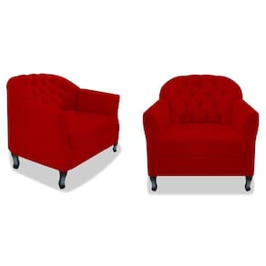 Kit 02 Poltrona Julia A02 Suede - Adj Decor Cor Vermelho