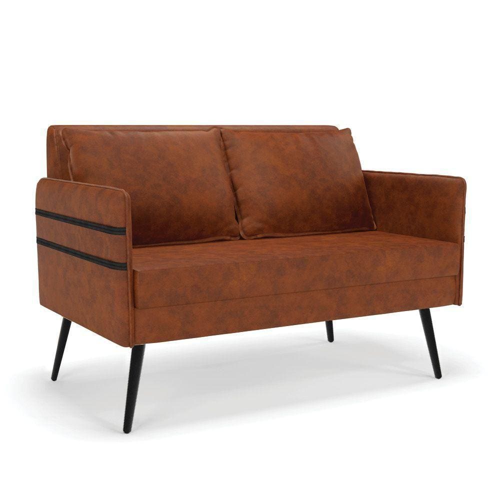 Namoradeira 02 Lugares Mari Corano Pés Palito De Ferro Nozes