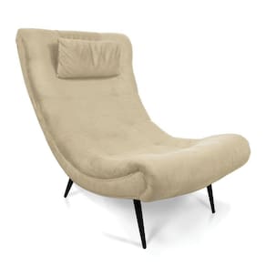 Poltrona Sher Suede Pés Palito De Ferro - D`Rossi Cor Bege