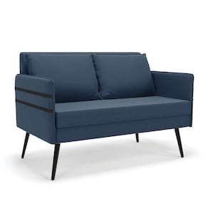 Namoradeira 02 Lugares Mari Suede Azul Marinho De Ferro
