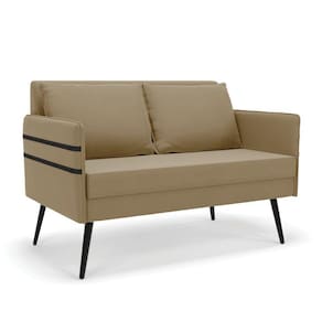 Namoradeira 02 Lugares Mari Suede De Ferro Marrom Rato