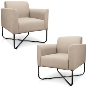 Kit 2 Poltronas Isabella Base X Suede Bege preto