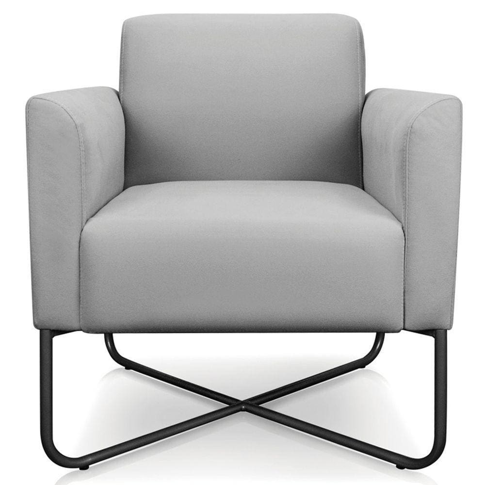 Poltrona Isabella Base X Suede Cinza preto