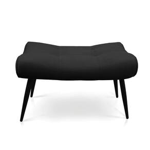 Puff Sher Suede Preto Pés Palito De Ferro - D`Rossi