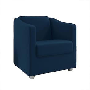 Poltrona Ana Suede Pés Cromado Azul Marinho
