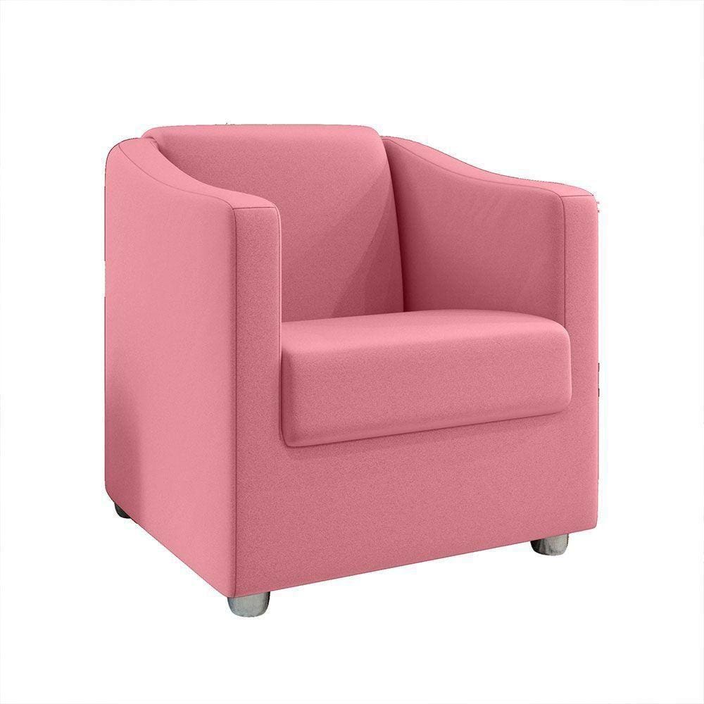 Poltrona Ana Suede Pés Cromado Rosa