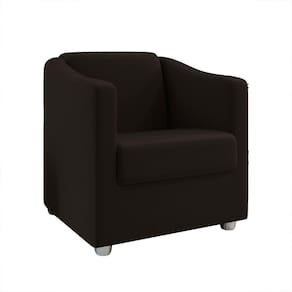 Poltrona Decorativa Ana Suede Marrom Pés Cromado - Pallazio
