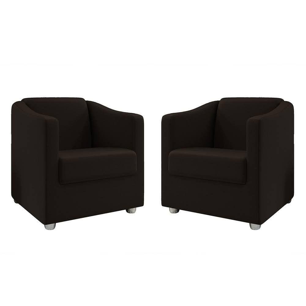 Kit 2 Poltronas Ana Suede Marrom Pés Cromado Pallazio
