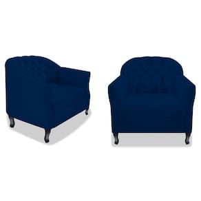 Kit 02 Poltrona Julia A02 Suede - Adj Decor Cor Azul Marinho