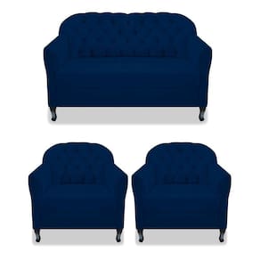 Kit Namoradeira E 02 Poltrona Julia Suede Azul Marinho