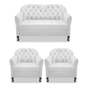 Kit Namoradeira E 02 Poltrona Julia Suede Branco
