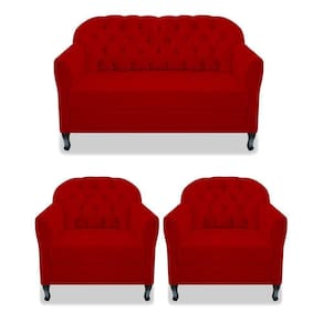 Kit Namoradeira E 02 Poltrona Julia Suede Vermelho