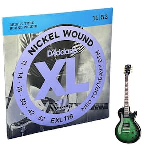 Jogo de cordas Daddario EXL116 Guitarra Tensão 011 Med Top Heavy - Nickel Wound