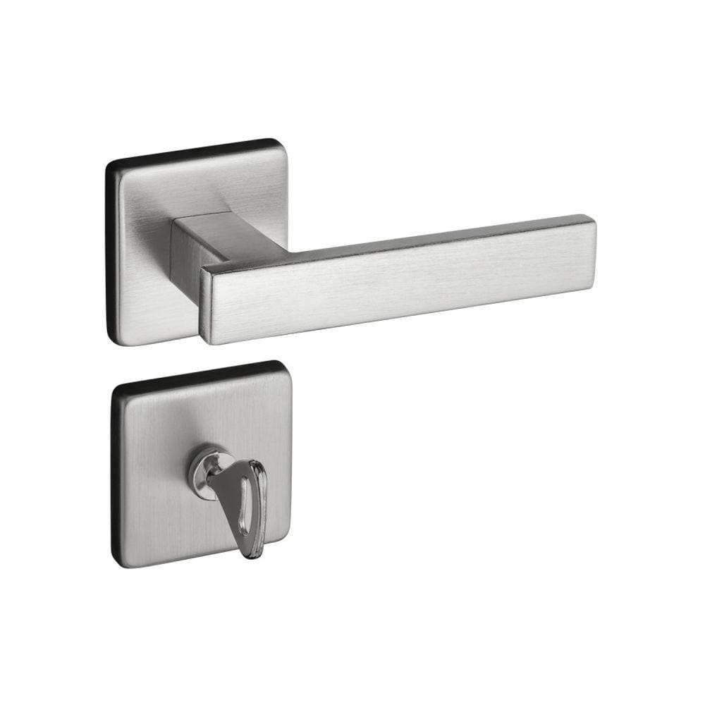 Fechadura 408 Roseta Quadrada Máquina 55 Cromo Acetinado Para Banheiro Pado