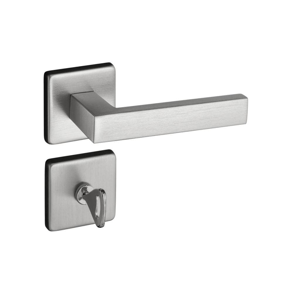Fechadura 409 Roseta Quadrada Máquina 55 Cromo Acetinado Para Banheiro Pado