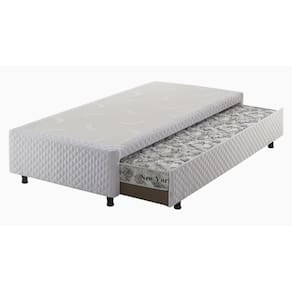 Sommier Auxiliar Espuma Bordado Solteiro 88x188x36cm Casatema Branco / Cinza