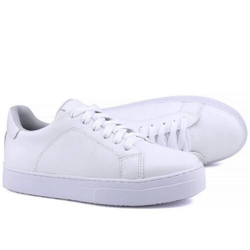 Tênis Feminino Casual Couro Cadarço Cano Casas Bahia