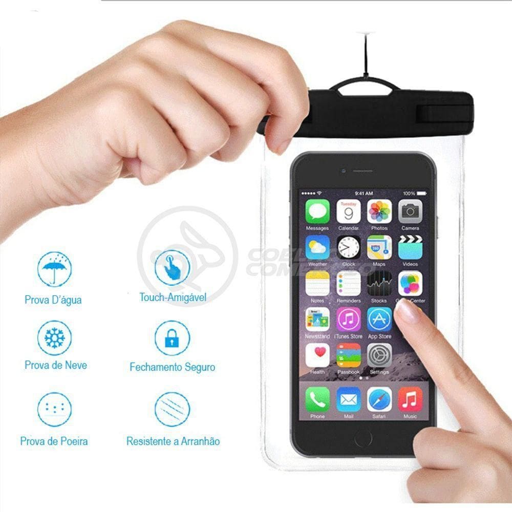 Capa Bolsa A Prova Dágua Impermeável Universal Para Celular - Preto