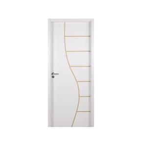 Kit Porta de Madeira Decorada 215x64cm com Batente de MDF Ultra 10cm Cantareira MGM Mogno