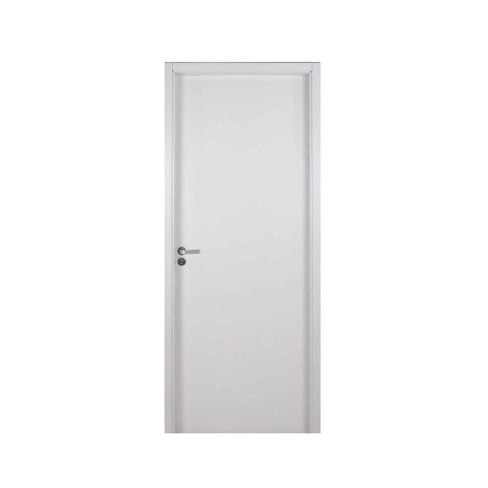 Kit Porta de Madeira Lisa 215x64cm com Batente de MDF Ultra 12cm Melamínica MGM Branco