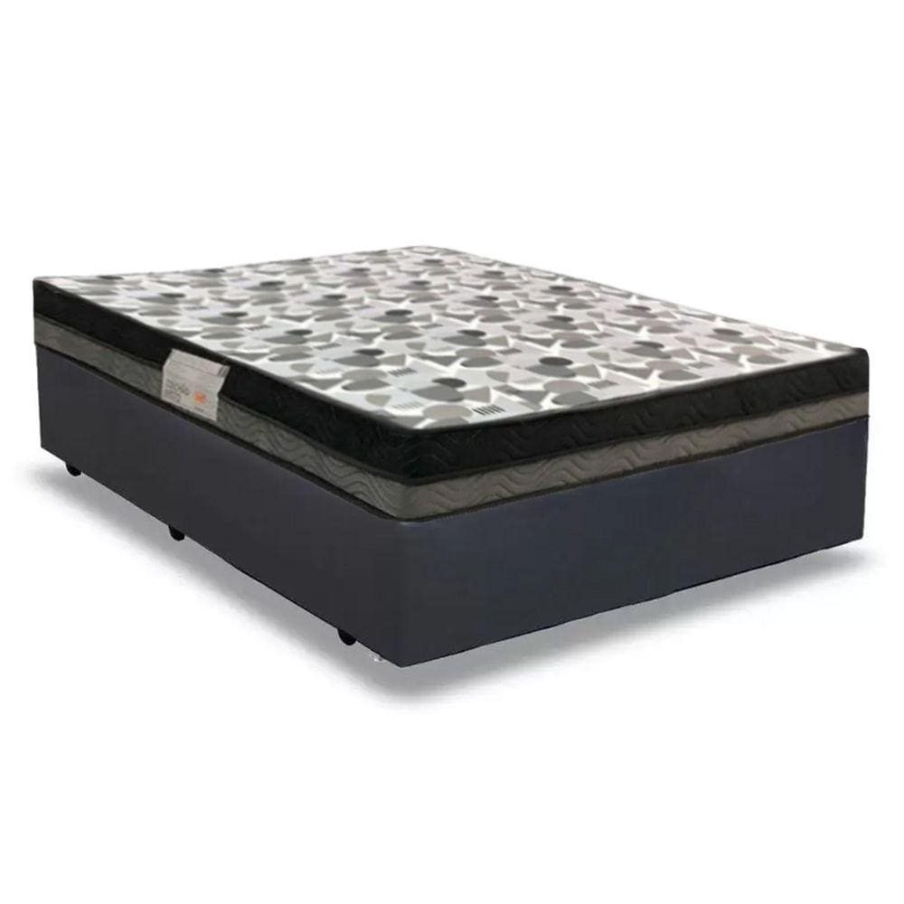 Cama Box Casal Sintético + Colchão Casal Ortobom Iso Dupla Face 60X138X188 Cor:Cinza