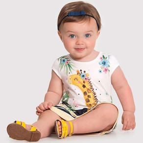 Vestido Infantil Manga Curta Girafa Alakazoo Ref: 37552 P/G