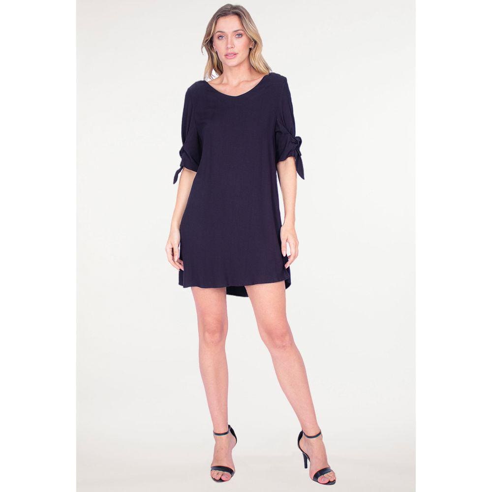 Vestido Curto Viscose Detalhe Cruzado nas Costas Preto