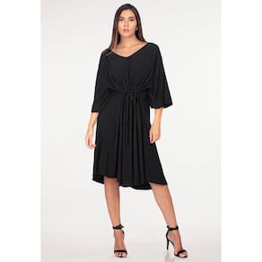 Vestido Curto Viscose com Cordão na Cintura Preto