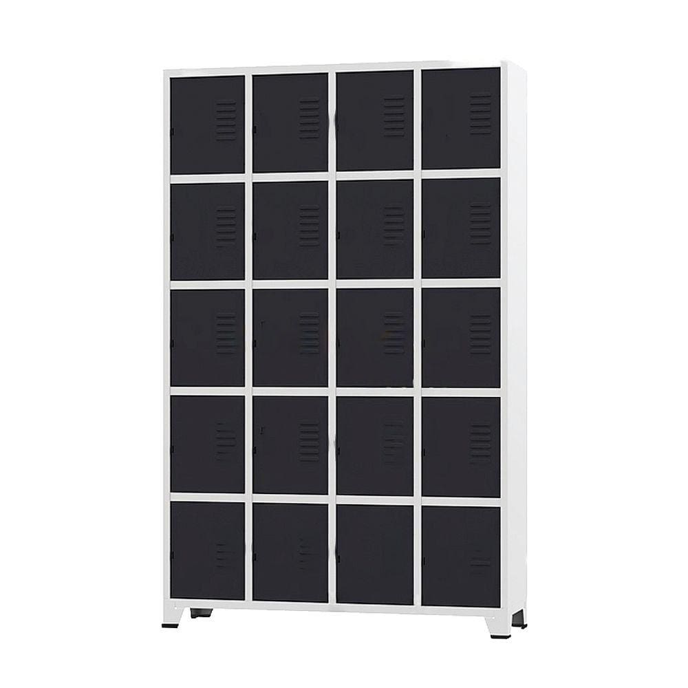 Armário Roupeiro De Aço Para Vestiário 20 Portas Locker Preto