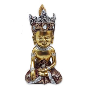 Buda Tailandês da Prosperidade Contemplando Vermelho 12cm